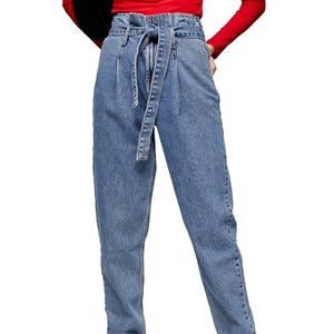 topshop paperbag waist mom jeans